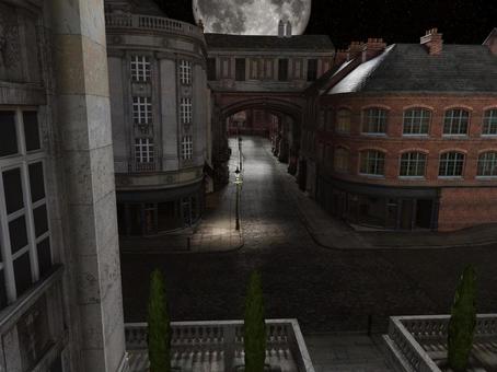 Landscape of the streets of old London (fantasy moonlit night) Landscape of the streets of old London (fantasy moonlit night)