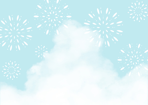 Refreshing summer background of cumulonimbus and fireworks Refreshing summer background of cumulonimbus and fireworks
