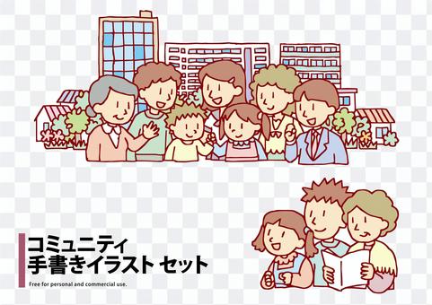 Community handwritten illustration set Community handwritten illustration set
