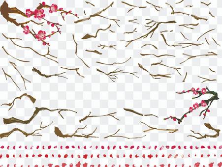 Plum cherry peach branch and petal vector hand-painted picture material collection Plum cherry peach branch and petal vector hand-painted picture material collection