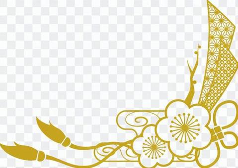 Plum Japanese pattern frame _ gold Plum Japanese pattern frame _ gold