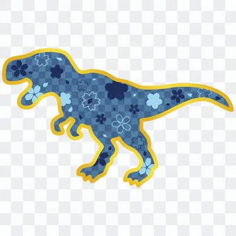 Japanese style tyrannosaurus with blue cherry blossom pattern Japanese style tyrannosaurus with blue cherry blossom pattern