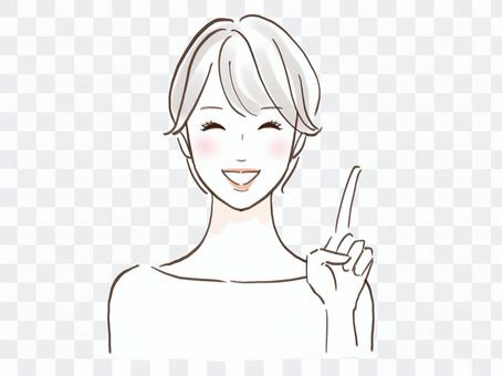 Beautiful smiling woman pointing Beautiful smiling woman pointing