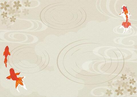 Japanese style goldfish and flowers and waves Japanese style goldfish and flowers and waves