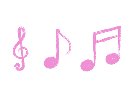 Handwritten treble clef & note set: brush x pink Handwritten treble clef & note set: brush x pink