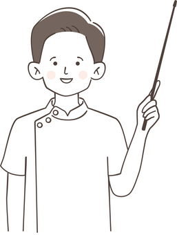 Male chiropractor pointing stick left hand Male chiropractor pointing stick left hand