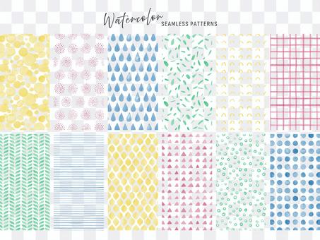 Hand drawn watercolor geometric pattern set Hand drawn watercolor geometric pattern set