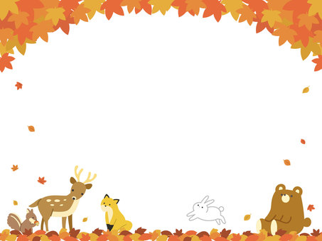 Autumn leaves and animals frame Autumn leaves and animals frame