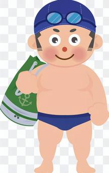 Boy with swimming bag Boy with swimming bag