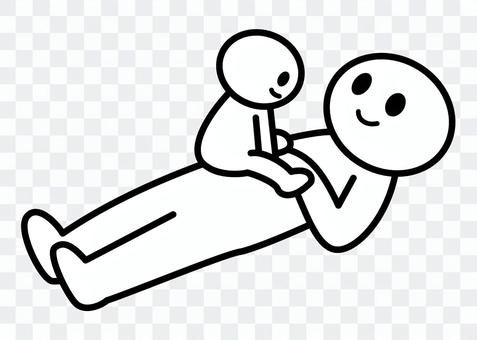Stick man-put the child on the stomach Stick man-put the child on the stomach