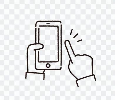 Smartphone operation line drawing Smartphone operation line drawing