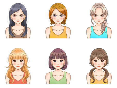 Adult female hairstyle illustration material set 3 Adult female hairstyle illustration material set 3