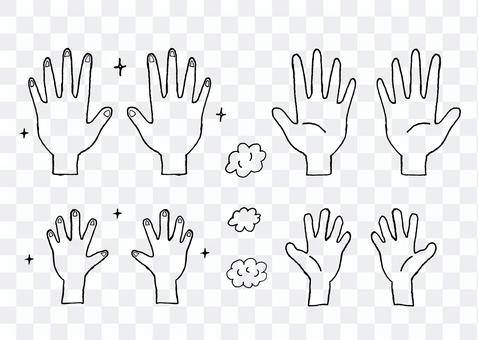 Hand drawn line art / monochrome / hand Hand drawn line art / monochrome / hand