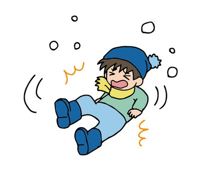 A child who falls on a snowy road A child who falls on a snowy road