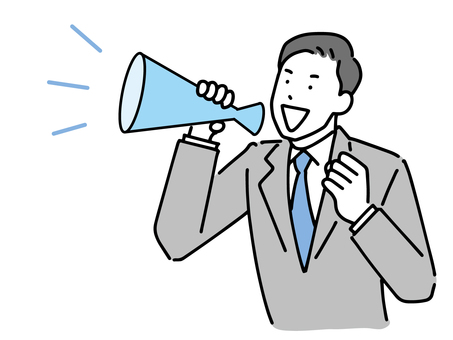 A businessman who supports with a guts pose A businessman who supports with a guts pose