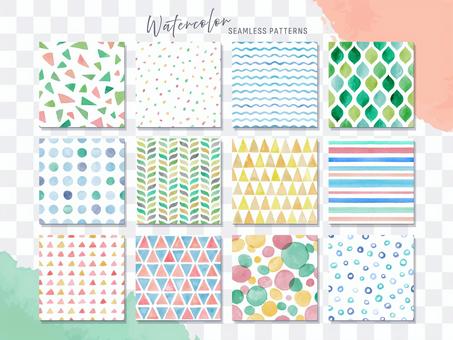Hand drawn watercolor geometric pattern set Hand drawn watercolor geometric pattern set