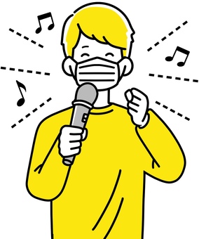 Wearing a mask during karaoke Singing Yellow Wearing a mask during karaoke Singing Yellow