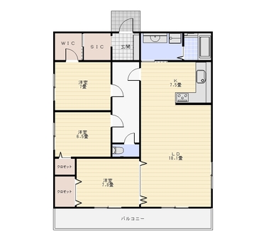 3LDK Floor plan ① (2D plane character included) 3LDK Floor plan ① (2D plane character included)
