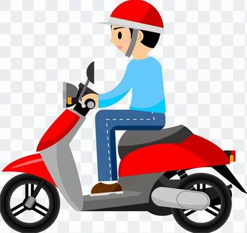 A person riding a scooter A person riding a scooter
