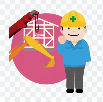 Construction machinery and workers Construction machinery and workers