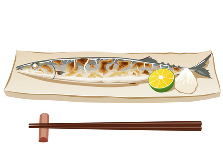 Grilled saury with salt Grilled saury with salt