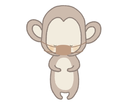There is a monkey illustration line that bows with a mask There is a monkey illustration line that bows with a mask