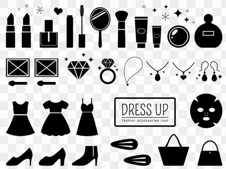 Set of cosmetics and trendy silhouettes Set of cosmetics and trendy silhouettes