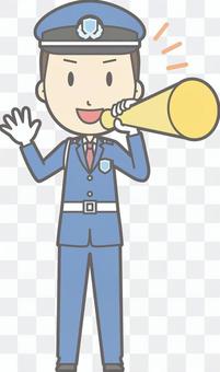 Security guard - megaphone - whole body Security guard - megaphone - whole body