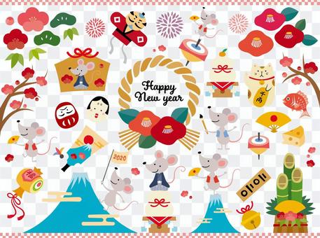 New Year item and mouse set New Year item and mouse set