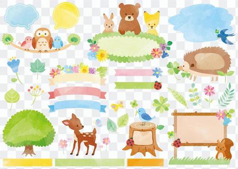 Watercolor Animal Frame Set 04 _ Plant Watercolor Animal Frame Set 04 _ Plant