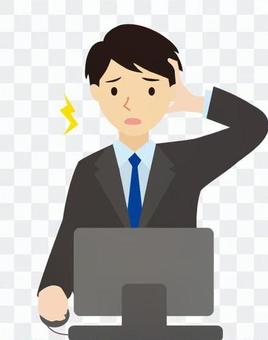 Business male personal computer troubled Business male personal computer troubled