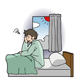 A man who has a hard time getting up in the morning, oversleeping, and having trouble waking up A man who has a hard time getting up in the morning, oversleeping, and having trouble waking up