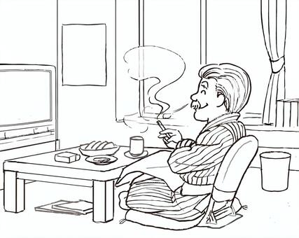 Elderly person to relax alone in the living room Elderly person to relax alone in the living room