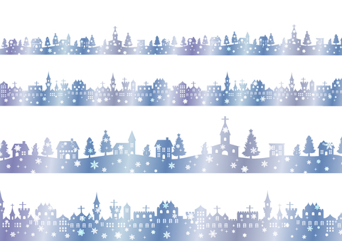 Western-style snowy cityscape silhouette set transparent ants Western-style snowy cityscape silhouette set transparent ants