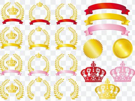 Crown Ribbon Frame Frame background Ribbon golden pink Crown Ribbon Frame Frame background Ribbon golden pink