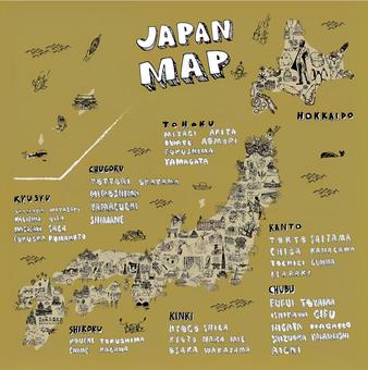 Illustration map of one hundred Japanese scenery Illustration map of one hundred Japanese scenery
