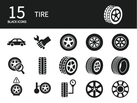 Tire maintenance icon set Tire maintenance icon set