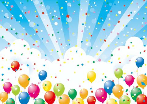 Balloons, sky and confetti_Background material 01 Balloons, sky and confetti_Background material 01