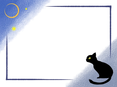 Crescent moon and black cat Crescent moon and black cat