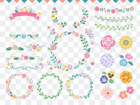 Spring / summer flower and plant frame and decoration set Spring / summer flower and plant frame and decoration set