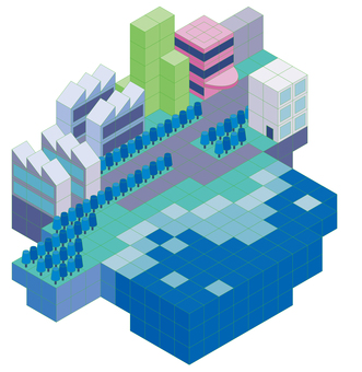 Blocky seaside town Blocky seaside town