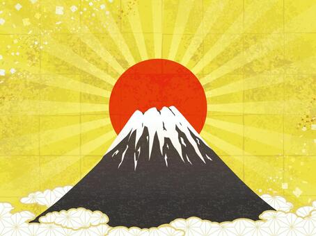 Fuji and sunrise background · gilt background Fuji and sunrise background · gilt background