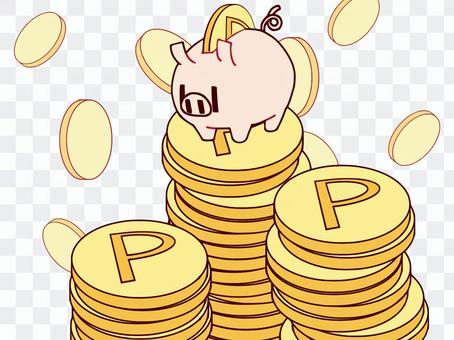 Pig piggy bank to collect points E Pig piggy bank to collect points E