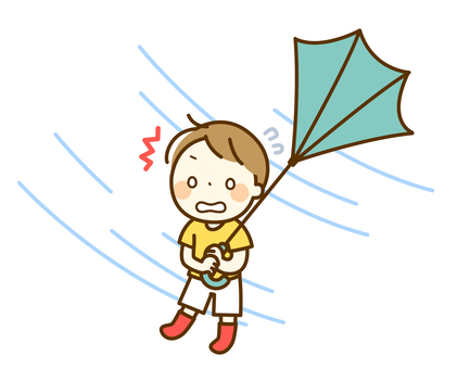 Boy with an umbrella turned over Boy with an umbrella turned over