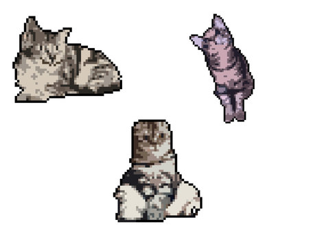 Pixel art cat set Pixel art cat set