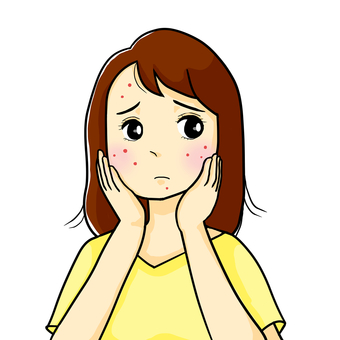Women suffering from acne, rough skin and pimples Women suffering from acne, rough skin and pimples