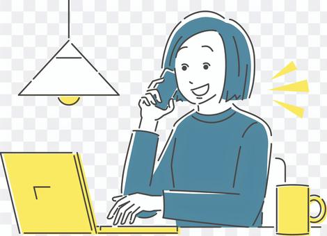 Illustration of a woman during telework Illustration of a woman during telework