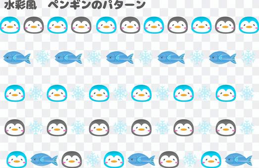 Watercolor style penguin pattern Watercolor style penguin pattern