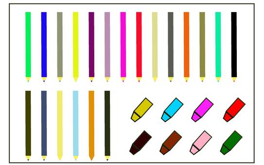 Colored pencils and crayons Colored pencils and crayons