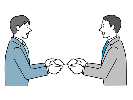 Two businessmen exchanging business cards Two businessmen exchanging business cards